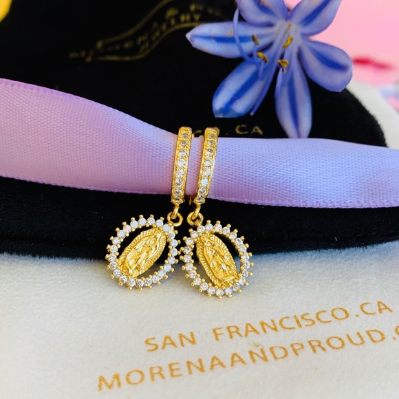 M&P 14k gold plated Virgin Marry earrings - Picture 5 of 5